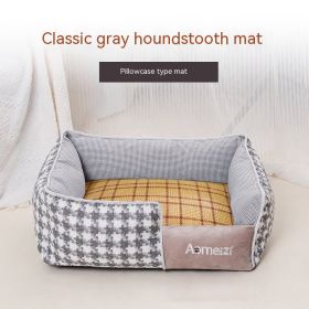 Removable And Washable Pet Bed Four Seasons Universal (Option: Classic Grey-With Mat Cover-L)