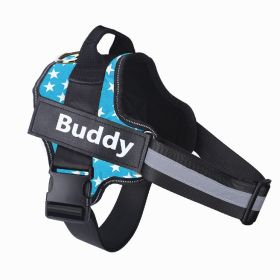 Dog Harness No Pull Reflective Breathable Adjustable Pet (Option: Blue and stars-XL)
