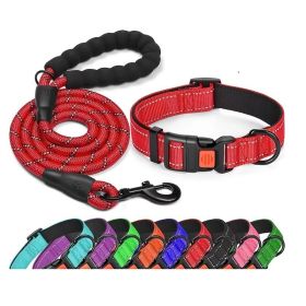 No Pull Dog Harness; Adjustable Nylon Dog Vest & Leashes For Walking Training; Pet Supplies (Color: Red, Size: L)