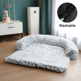 Pet Sofa; Warm Plush Pet Cushion For Indoor Dogs & Cats; Dog Blanket; Washable Pet Bed (Color: Light Grey, Size: M)