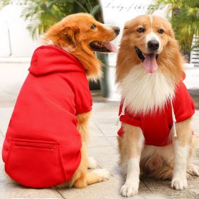 Plaid Dog Hoodie Pet Clothes Sweaters with Hat and Pocket Christmas Classic Plaid Small Medium Dogs Dog Costumes (colour: Big dog zipper pocket sweater pure red, Size: 3XL (chest circumference 70, back length 55cm))