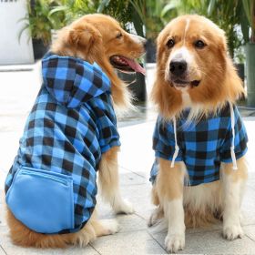 Plaid Dog Hoodie Pet Clothes Sweaters with Hat and Pocket Christmas Classic Plaid Small Medium Dogs Dog Costumes (colour: Zipper pocket coat blue black plaid, Size: XS (chest circumference 32, back length 20cm))