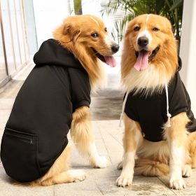 Plaid Dog Hoodie Pet Clothes Sweaters with Hat and Pocket Christmas Classic Plaid Small Medium Dogs Dog Costumes (colour: Big dog zipper pocket sweater black, Size: 4XL (chest circumference 82, back length 62cm))