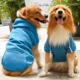Plaid Dog Hoodie Pet Clothes Sweaters with Hat and Pocket Christmas Classic Plaid Small Medium Dogs Dog Costumes (colour: Big dog zipper pocket sweater lake blue, Size: 5XL (chest circumference 92, back length 70cm))