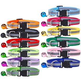 Nylon Collar Reflective With Small Bell For Dog & Cat; Dog Collar; Adjustable dog collar (Color: Red, Size: Adjustment)