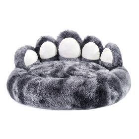 Thickened Warm Kennel For Pets With Bear Paw Shape House - Teddy Kennel With Removable Washable Cat Fluffy Dog Bed Mat For Deep Sleeping - Keeping War (Option: Grey-S 50cm)