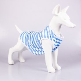 Pet Vest Comfortable Breathable Stripes Vest Dog Clothes (Option: Light Blue White-M)