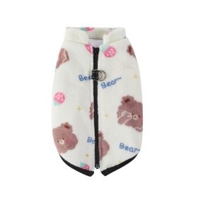 Pet Coat Zipper Flannel Plus Velvet Thickened Vest (Option: White-L)