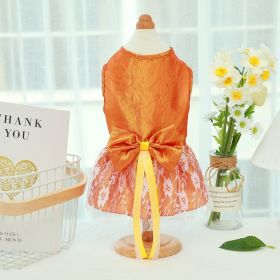 Pet Wedding Dress Bowknot Dog Thin Skirt (Option: Orange-XXL)