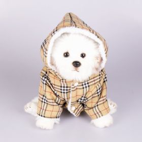 Dog Hooded Sweater Plaid Pet Clothes (Option: Yellow-XXL)