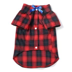 Pet Clothes Small And Medium-sized Dogs Plaid Shirt (Option: Red Bow Knot Female-XL)
