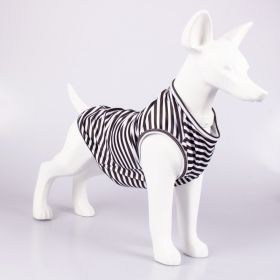 Pet Vest Comfortable Breathable Stripes Vest Dog Clothes (Option: Thin Black And White-XL)